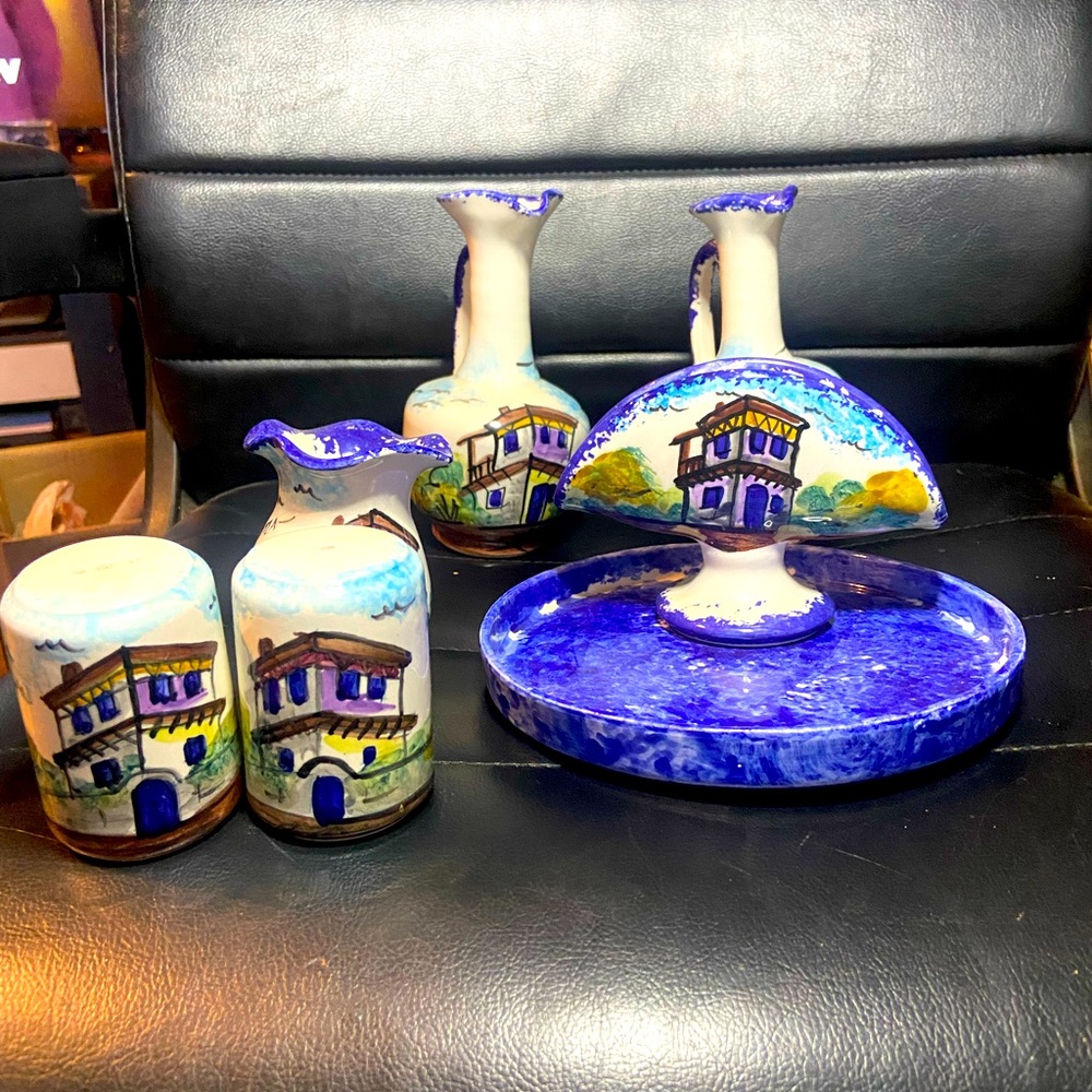Ceramic Napkin Holder Hand Made and Painted Ceramic vases salt and pepper shaker